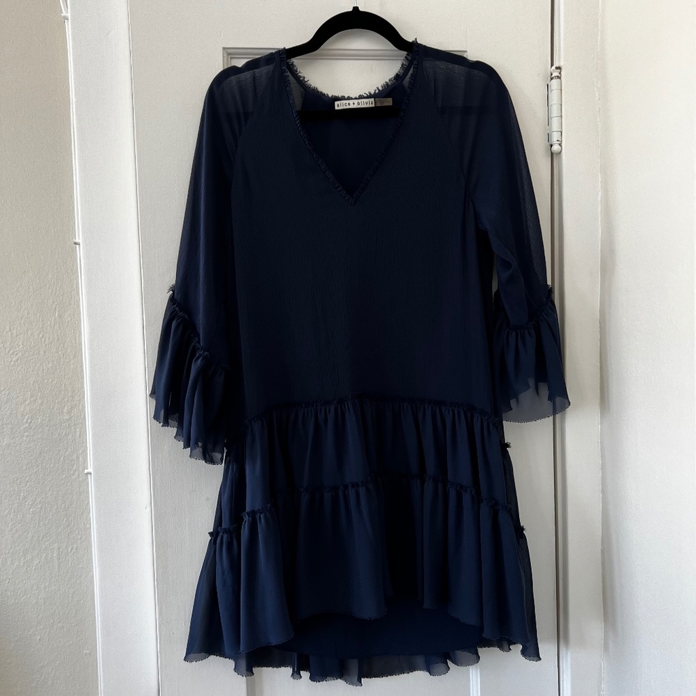Alice + Olivia Zoey Ruffled Chiffon Tunic Dress